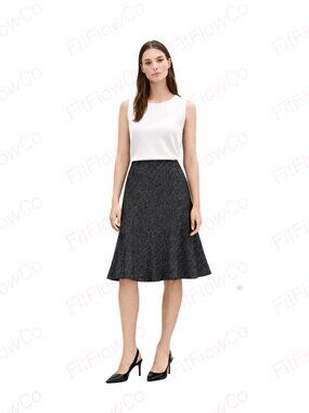 Calvin Klein Black Textured A-Line Skirt Salt & Pepper Size 6 Line